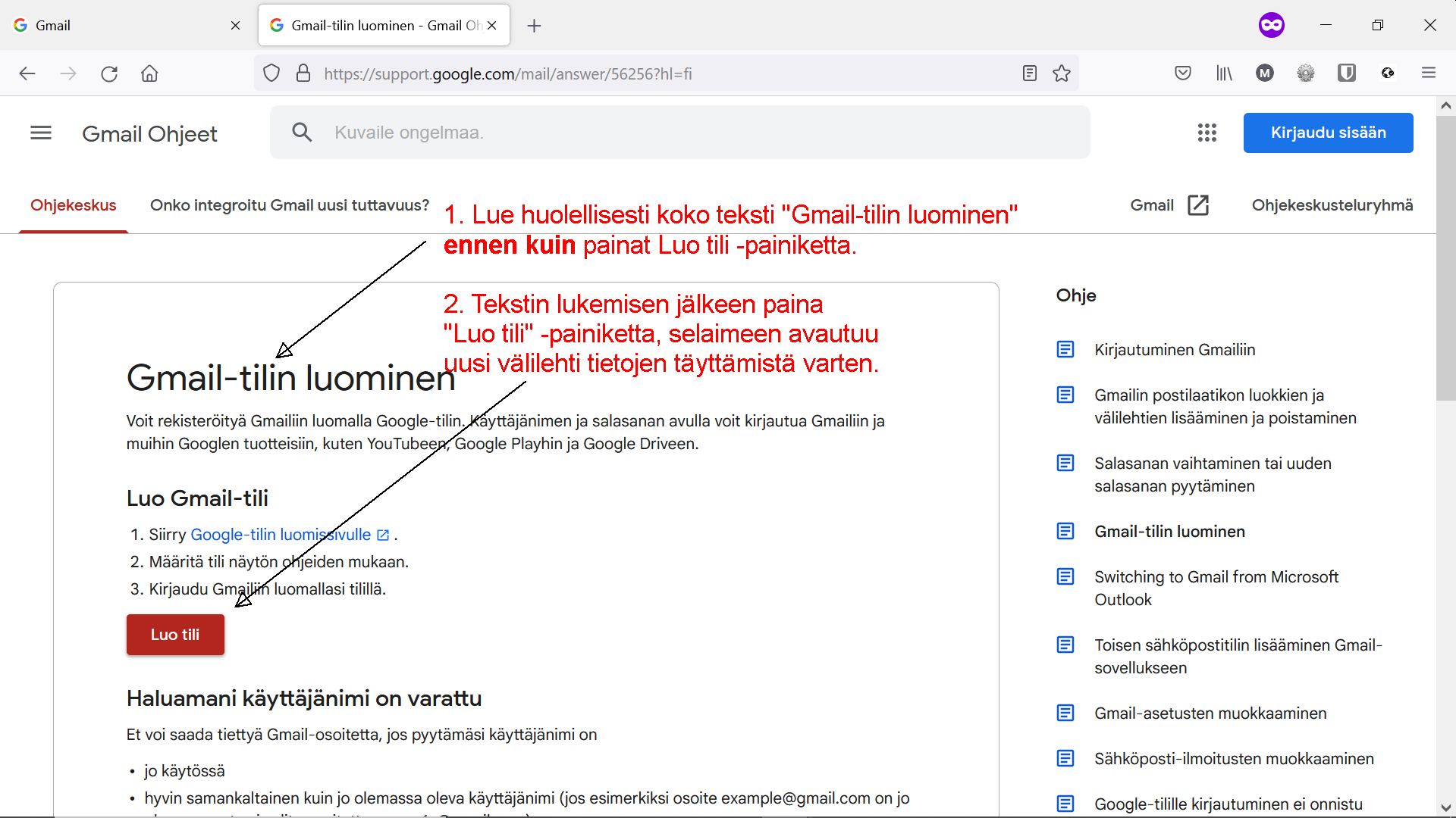 Googlesivu jossa osoitekenttään kirjoitettu google.fi